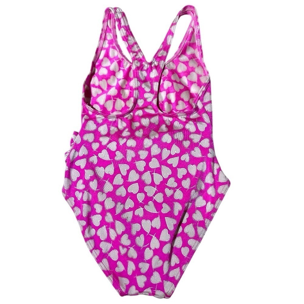 Vintage Girls Pink Heart One-Piece Swimsuit - Size S - Picture 2 of 4